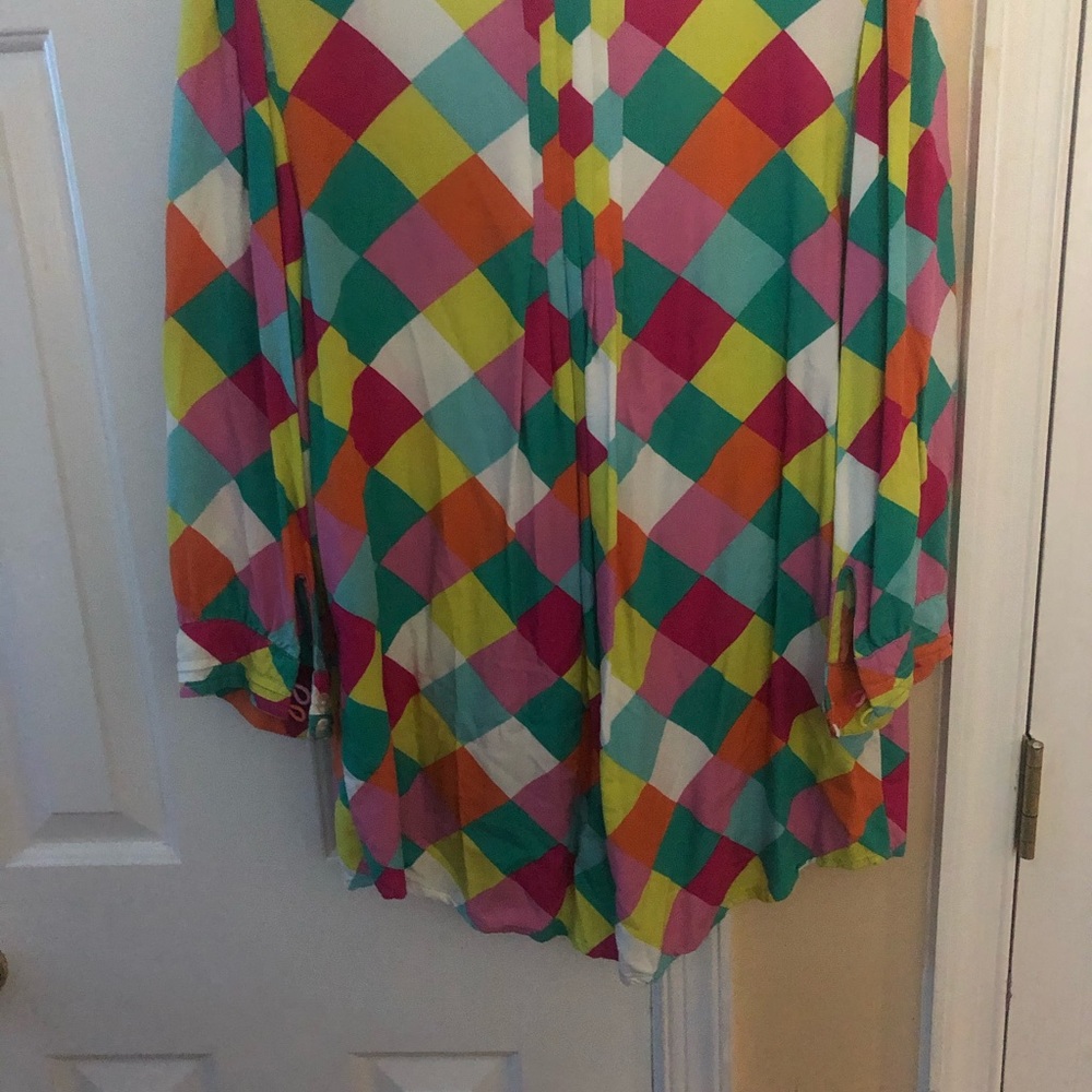 Lnwot Escapada Button Down Bright Colored Blouse - image 7